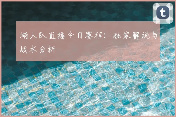 湖人队直播今日赛程：独家解说与战术分析