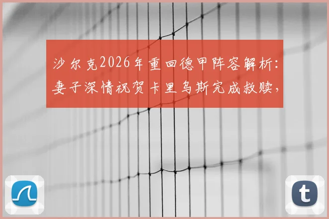 沙尔克2026年重回德甲阵容解析:妻子深情祝贺卡里乌斯完成救赎,蓝军崛起之路全回顾